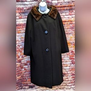 Vintage Mink Fur Collar, 100% Cashmere Coat